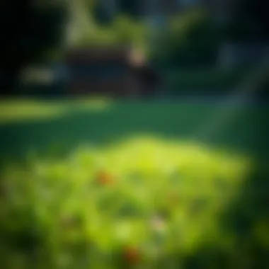 Illustration showing urine spots in a lawn