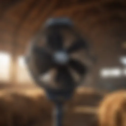 High-efficiency barn fan installed in an agricultural setting