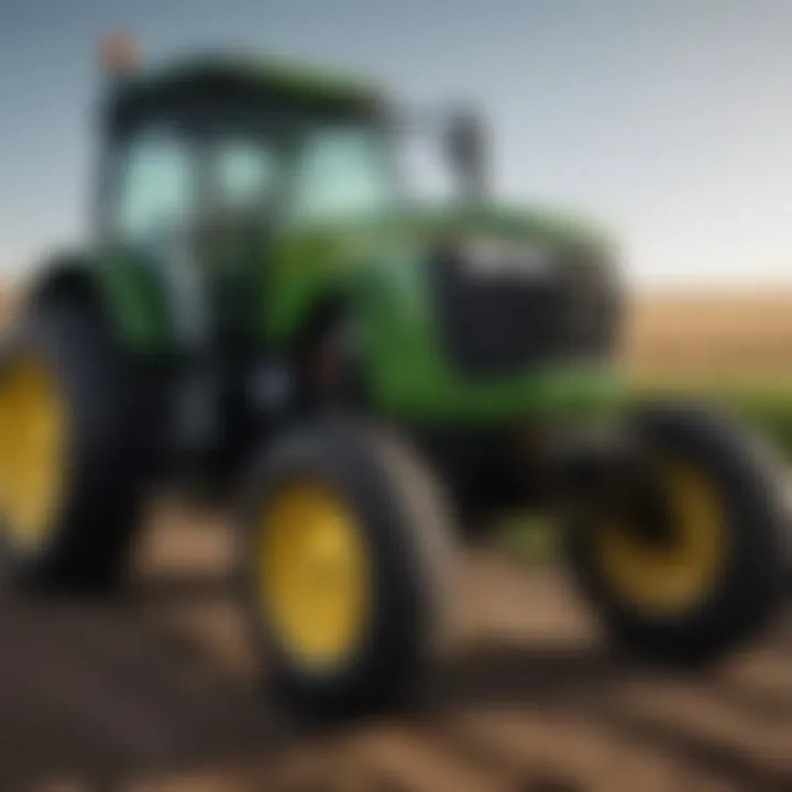 Close-up of John Deere tractor specifications
