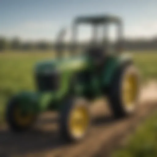 A robust John Deere utility tractor in a field