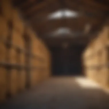 Interior view of a pole barn showcasing hay storage management