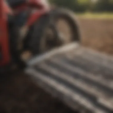 Close-up view of bush hog blades