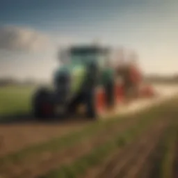 A high-tech tractor sprayer equipped with GPS technology in a vast agricultural field.