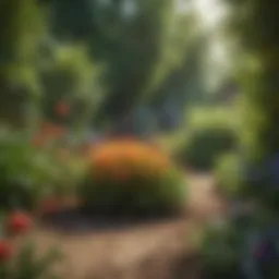 Close-up view of a vibrant garden showcasing the effects of yard spray on plants.