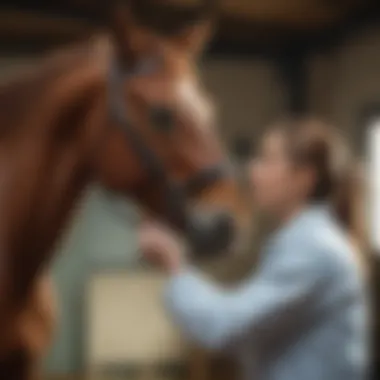 Veterinarian examining a horse with respiratory issues