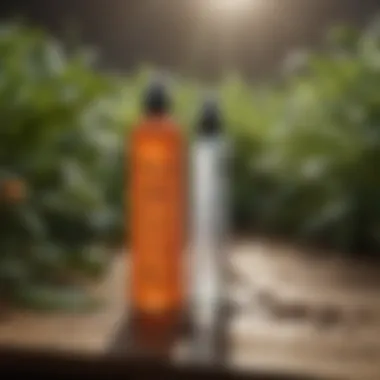 Ingredients of Water-Based Fly Spray Close-up of the fly spray ingredients on a table including natural components