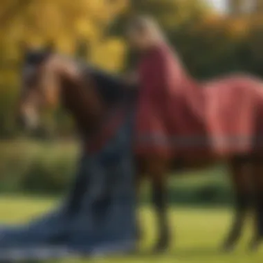 Maintenance of WeatherBeeta Turnout Blanket Horse owner inspecting WeatherBeeta blanket for maintenance